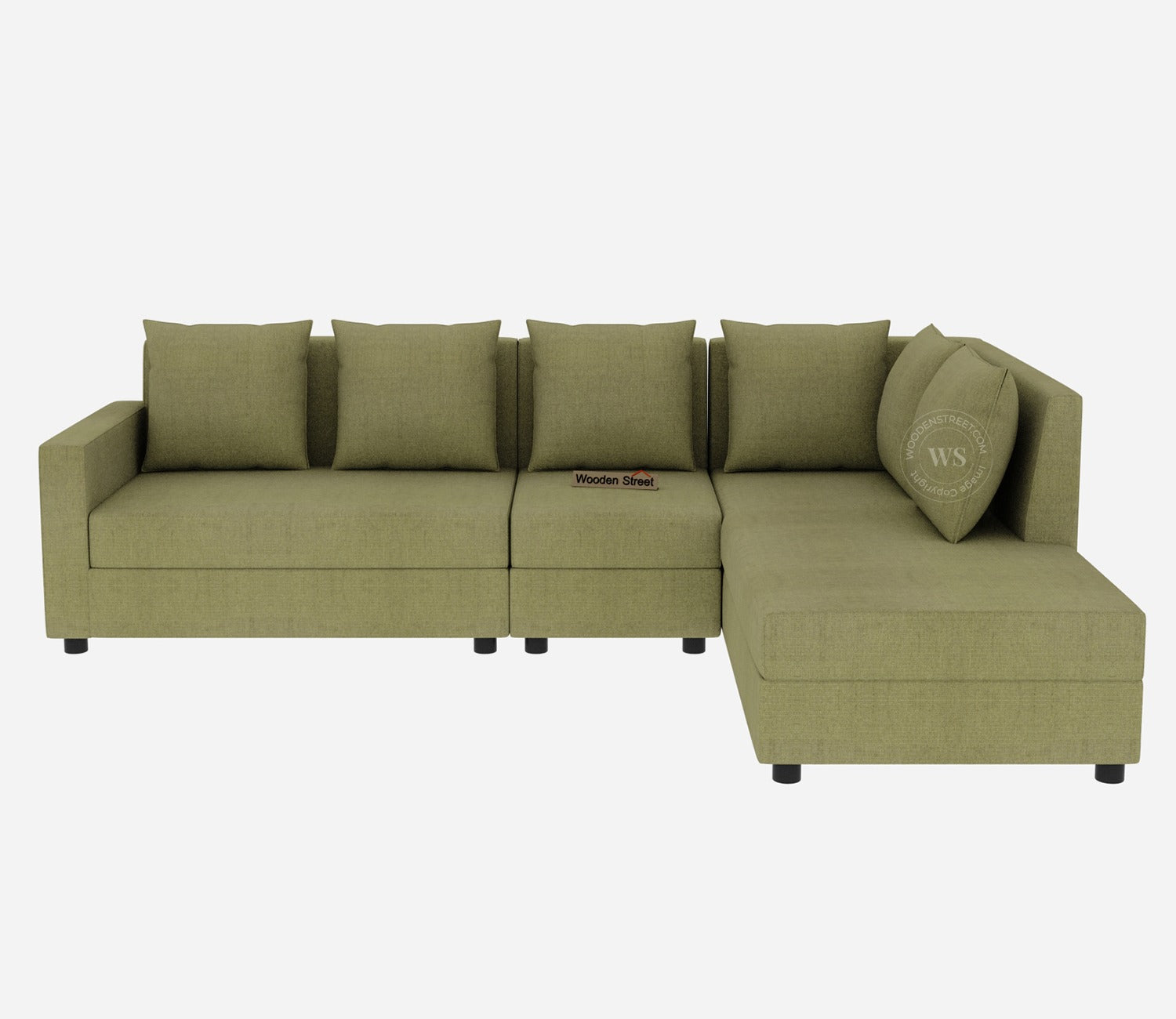 Sible 6 Seater Right Aligned Fabric L Shape Sofa (Cotton, Fresh Mint)