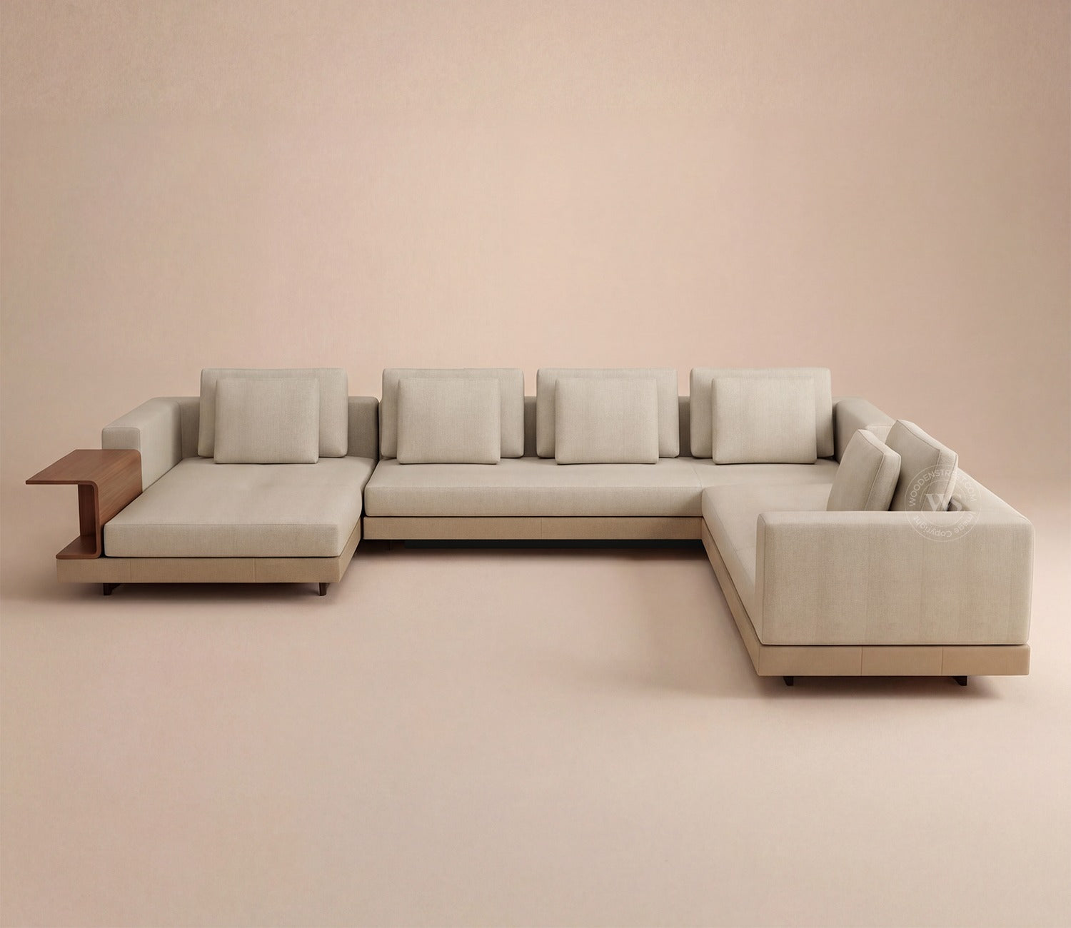 Matrix U-Shape Premium Sectional Fabric Sofa (Cottage Ivory)