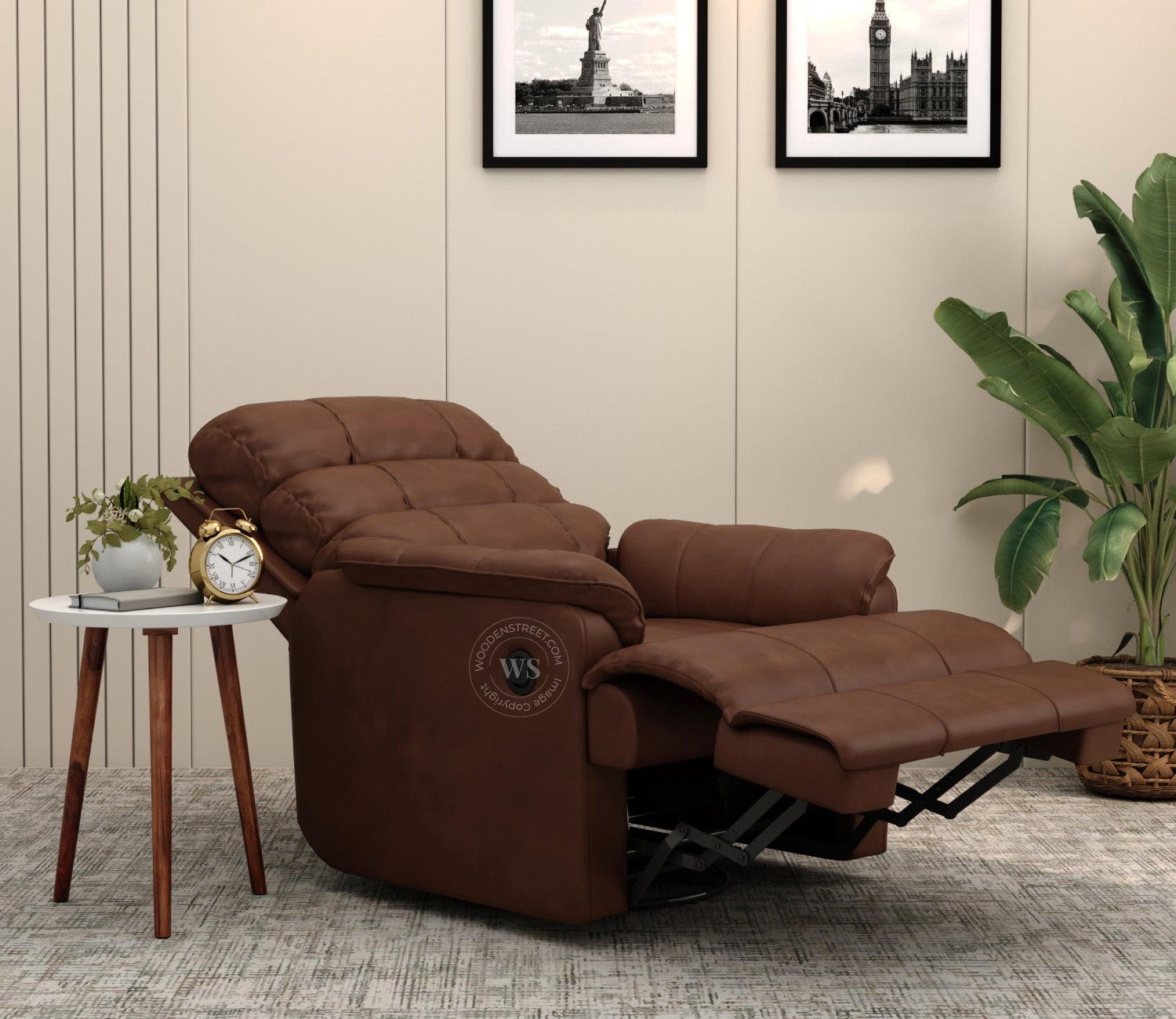 Valencia Motorized Recliner Sofa (Saddle Brown)