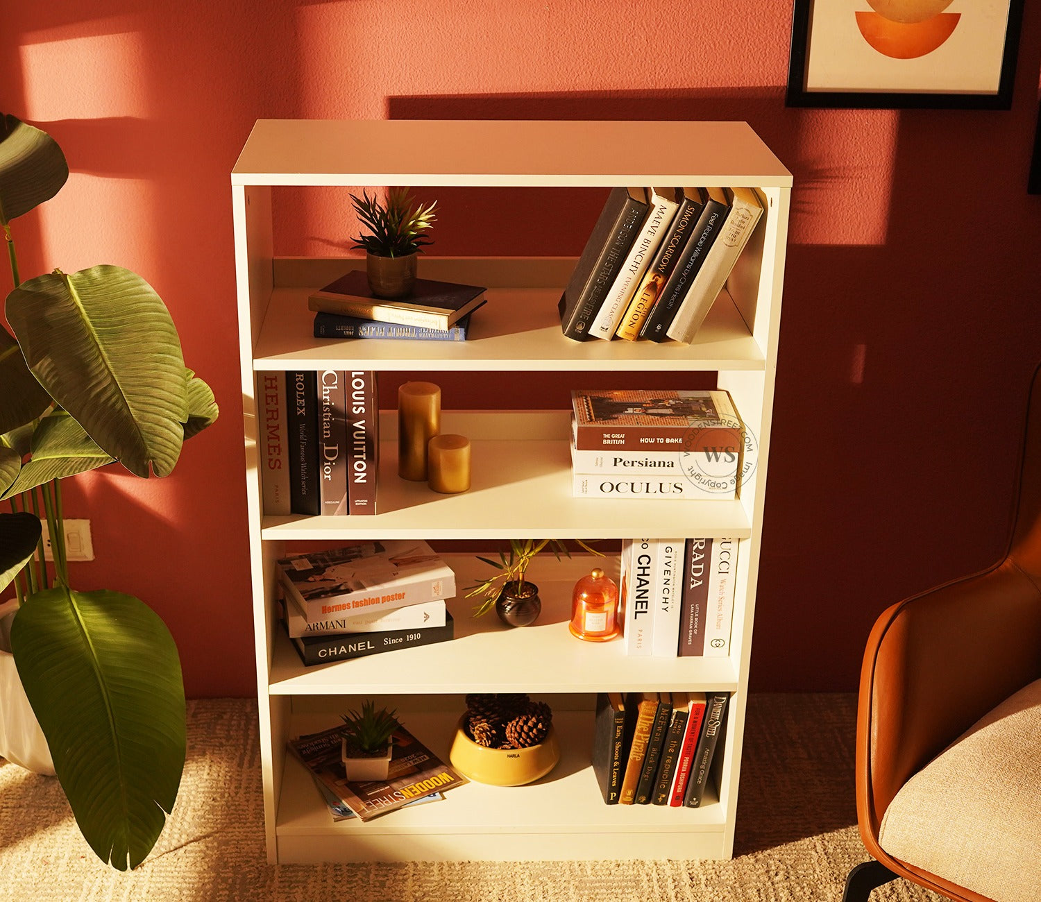 Astra Open Bookshelf (Frosty White Finish)