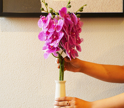 Bloom Artificial Orchid Flower Stick- Set Of 5 (Pink)