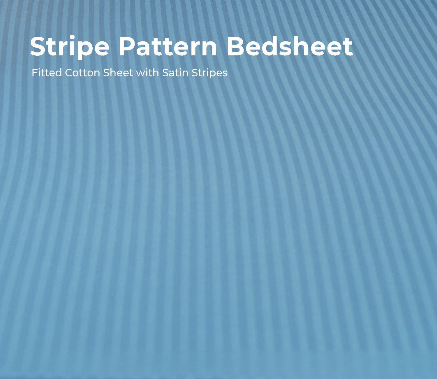 300 TC Pure Cotton Fitted King Size Bedsheet with Satin Stripe with 2 Pillow Covers (Blue)