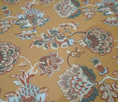Mehrab Classic Printed King Size Bedsheet (Mustard)