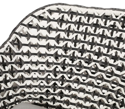 Black And White Rope 2 Seater Chair Set With Cream Cushions