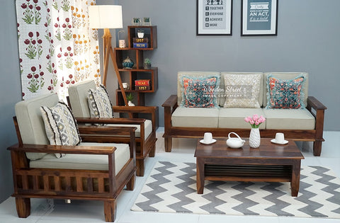 Quartz Wooden Sofa Set (Honey Irish Cream)