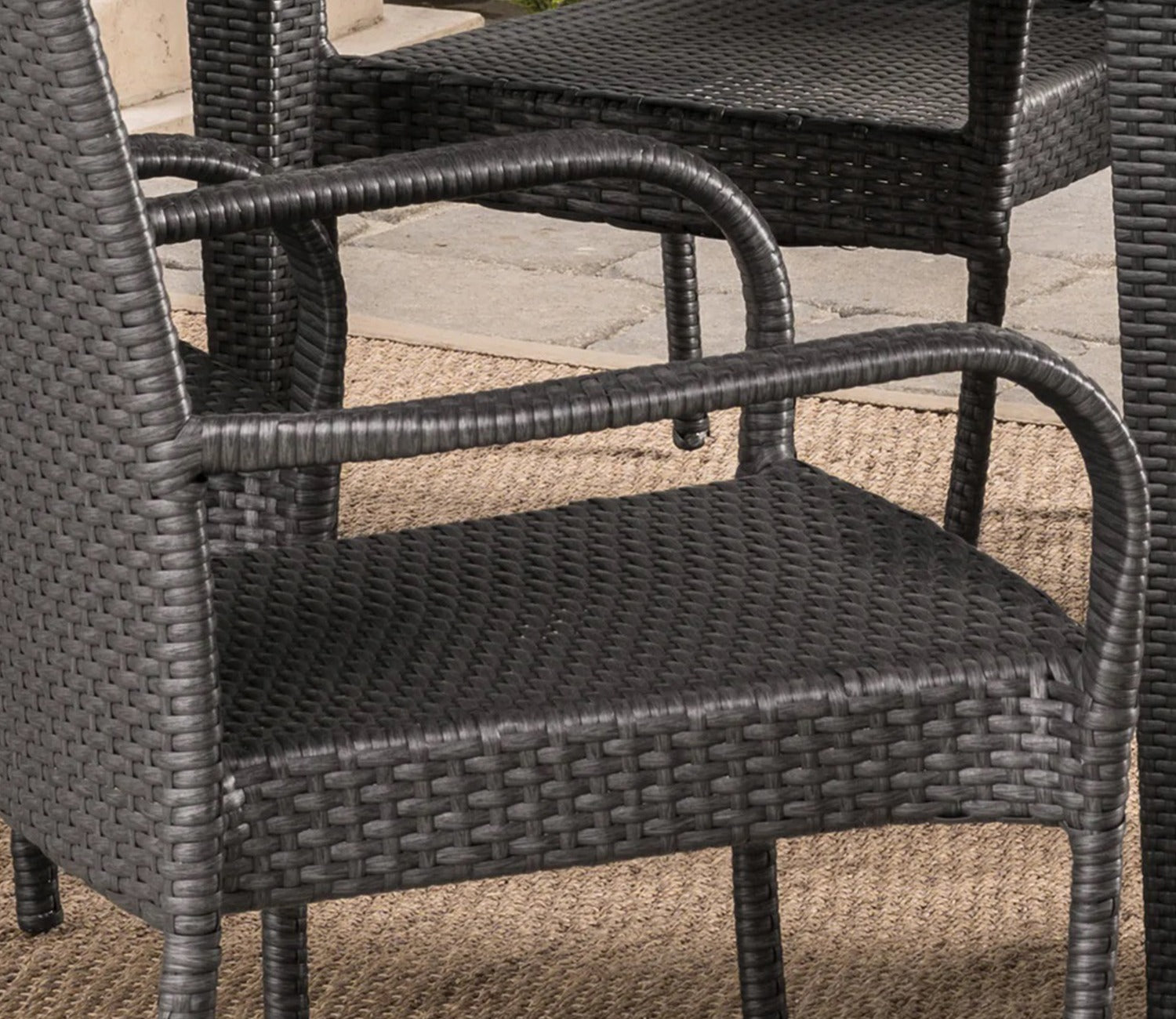 Dark Brown Rattan And Wicker Outdoor Dinning Patio Set