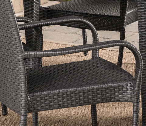 Dark Brown Rattan And Wicker Outdoor Dinning Patio Set
