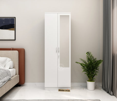 Lillian 2 Door Wardrobe With Mirror (Frosty White Finish)