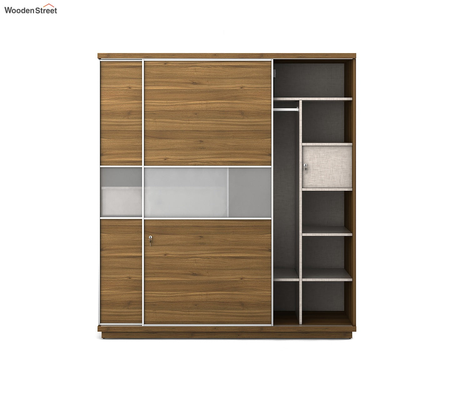 Kosmo Universal 2 Door Sliding Wardrobe (Exotic Teak Finish)