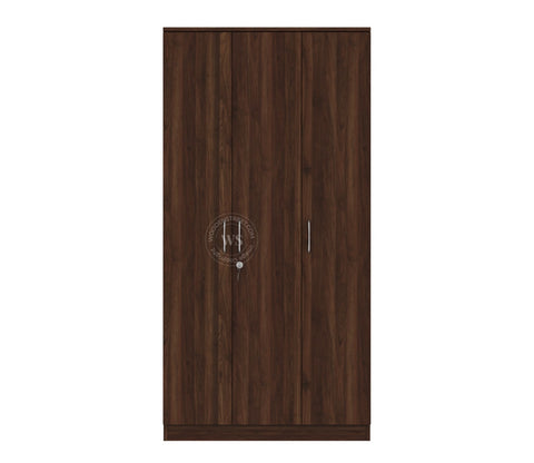 Kayden 3 Door Multi Utility Wardrobe With Hanging Rod (Columbian Walnut Finish)
