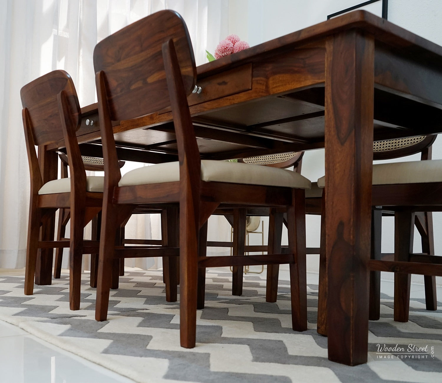 Mcbeth - Trois 6 Seater Dining Set (Honey Finish)