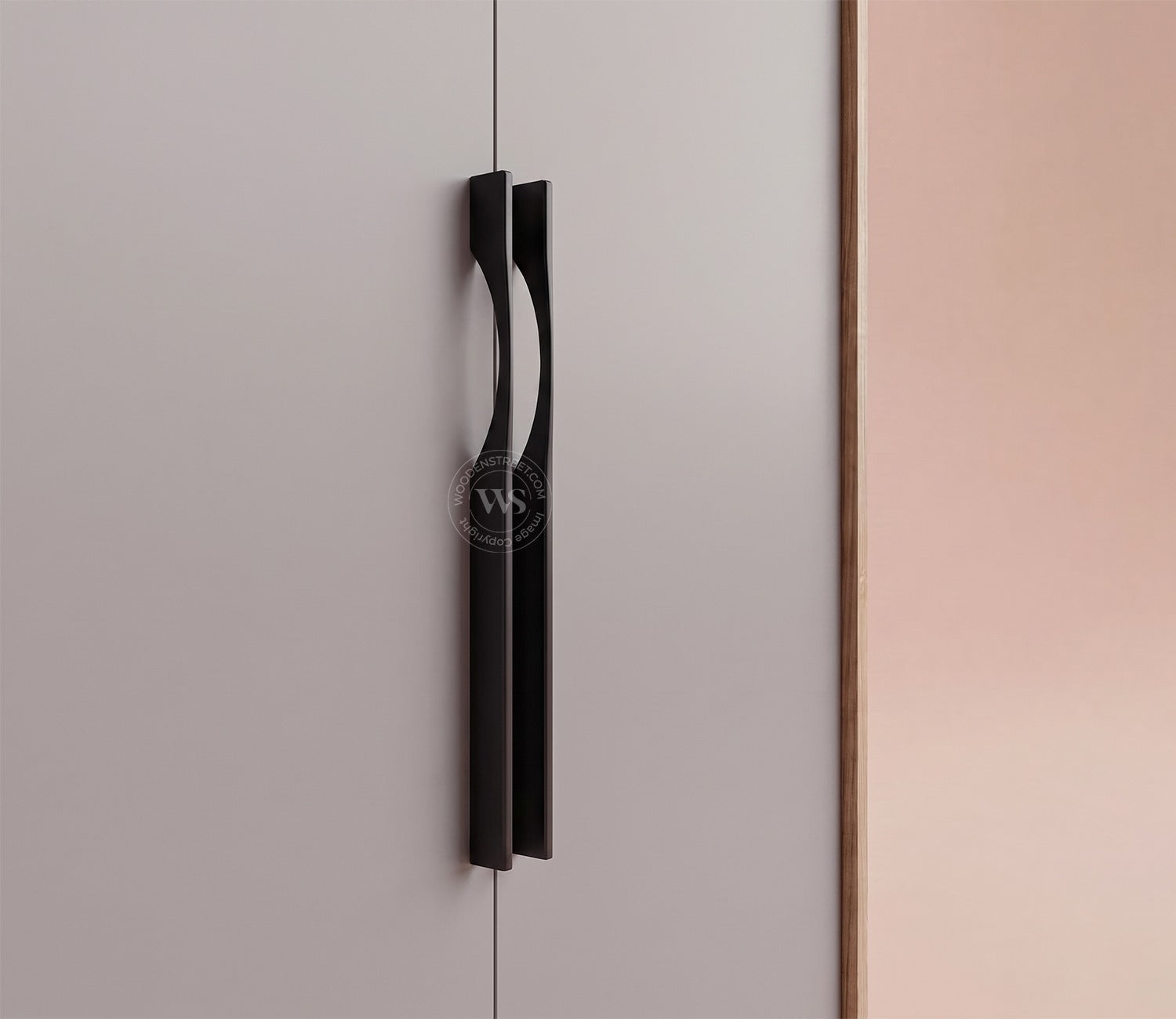 Vespera Engineered Wood Four Door Wardrobe (Gothic Grey, Classic Oak Finish)