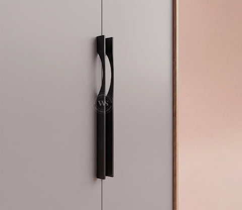 Vespera Engineered Wood Four Door Wardrobe (Gothic Grey, Classic Oak Finish)