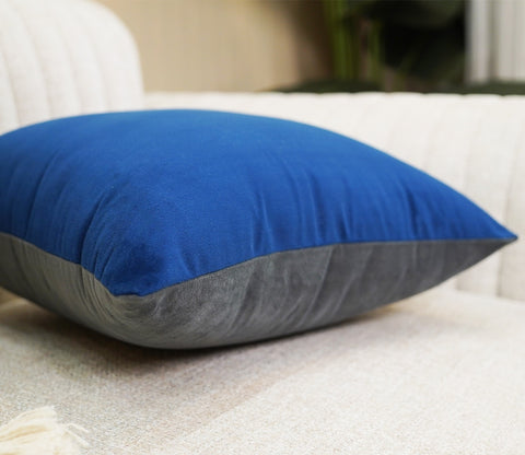 Duet Two Color Velvet Cushion Covers - Pack of 5 (16 x 16 Inch, Multi Color)