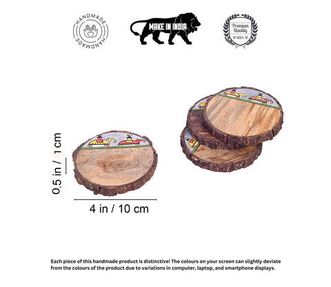 Elephant Parade Round Wooden Coaster Set Of 4