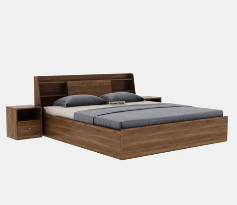 Celestia Engineered Wood Bed with Box Storage (Queen Size, Columbian Walnut Finish)