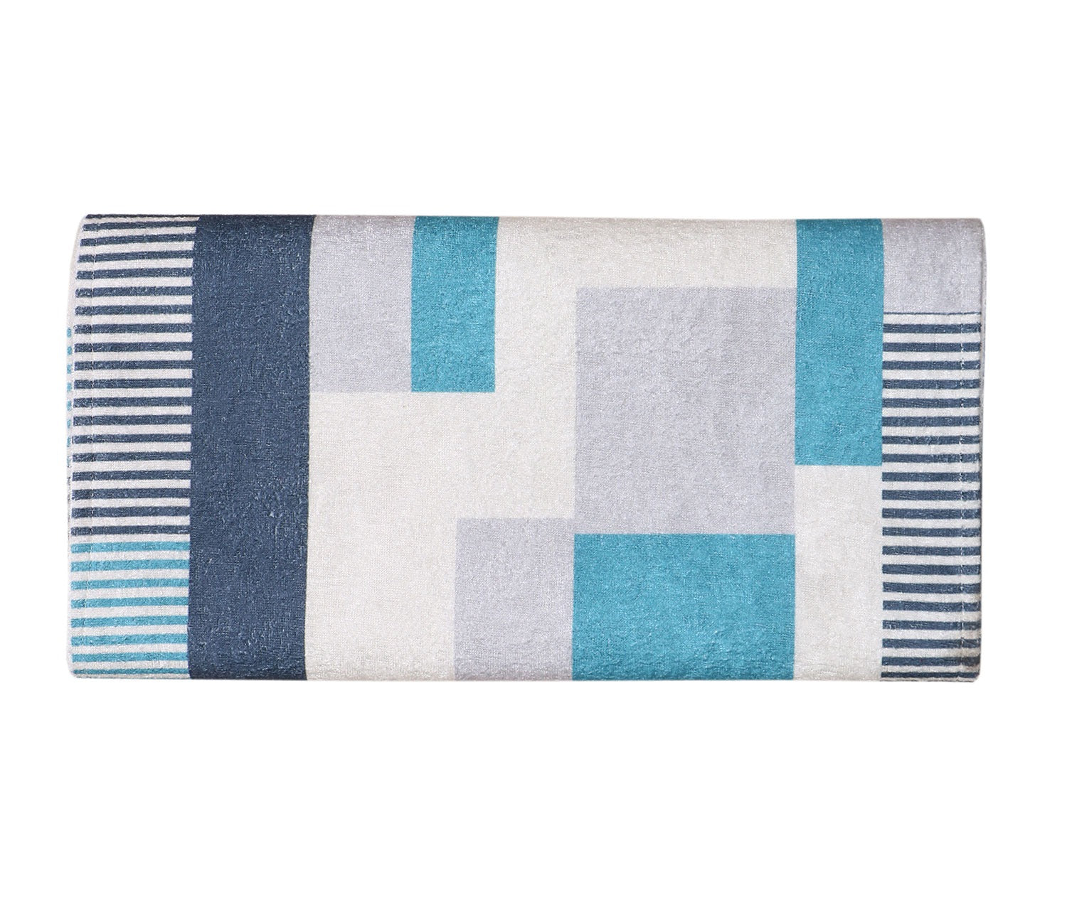 Blue Stripes Velvet Printed Table Runner (72 x 14 inches)