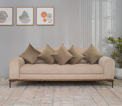 Cupid Velvet Cushion Covers - Pack of 5 (18 x 18 Inches, Pearl Beige)