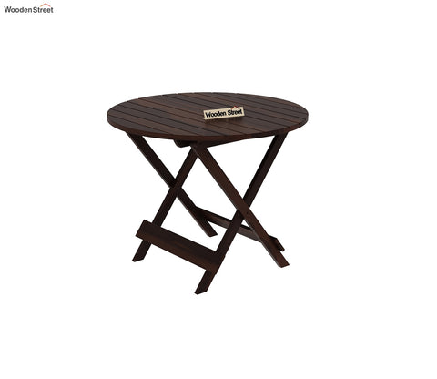 Hanton Folding Chair And Round Table (Walnut Finish)