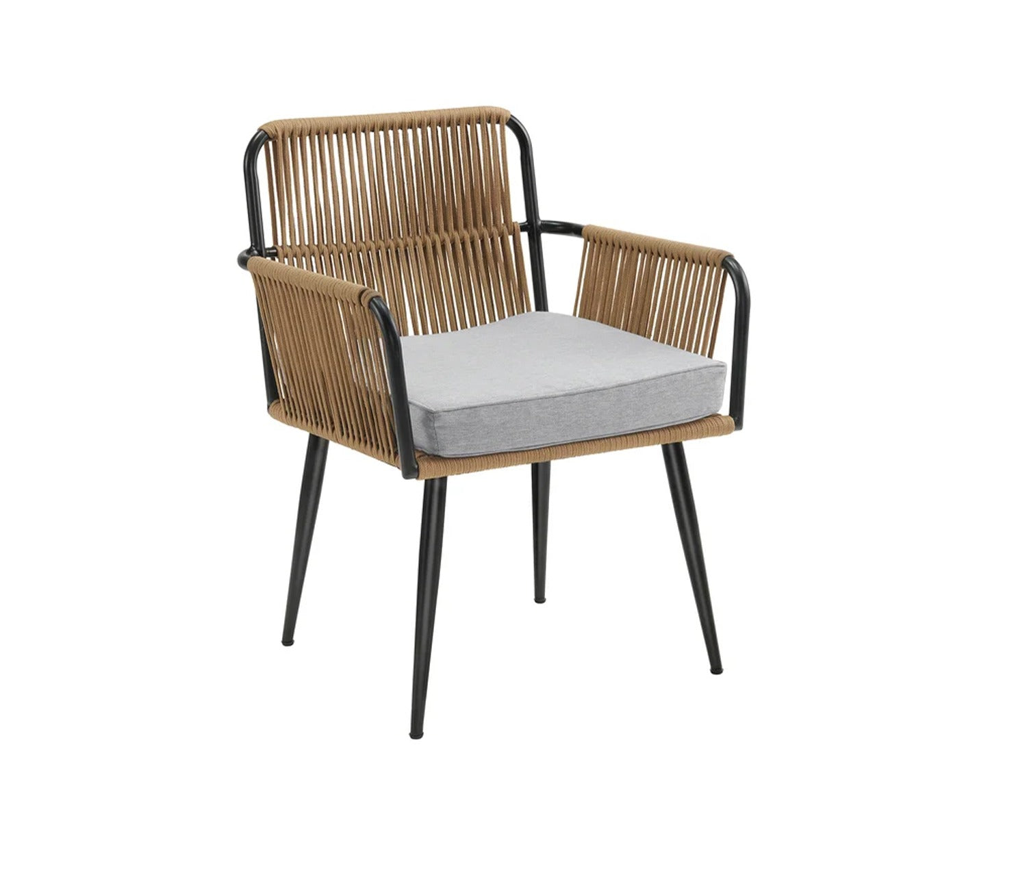 Beige Rope 2 Seater Chair With Table and Cushions Balcony Set