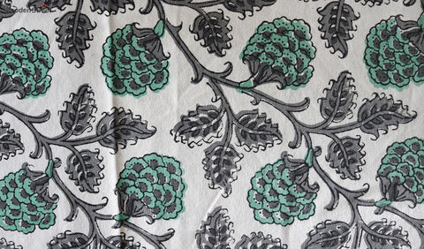 Vivid Garden Green and Black Hand Block Print Table Runner - 16 x 50