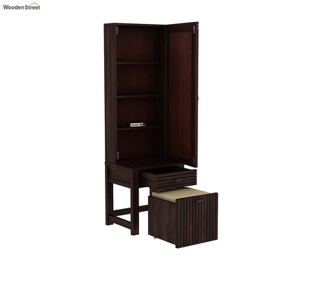 Felner Dressing Table with Stool and Storage (Walnut Finish)