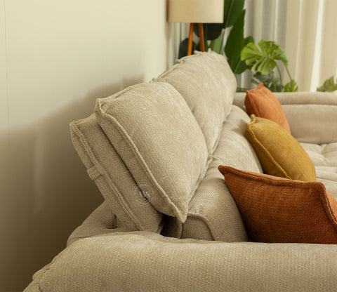 Maribelle Premium Upholstery L shape Fabric Sofa (Beige)