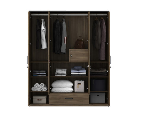 Kosmo Hover 4 Door Engineered Wood Wardrobe With Mirror