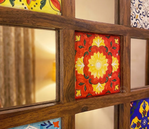 Bohemian Set of 3 Mirror with Frame (Honey Finish)