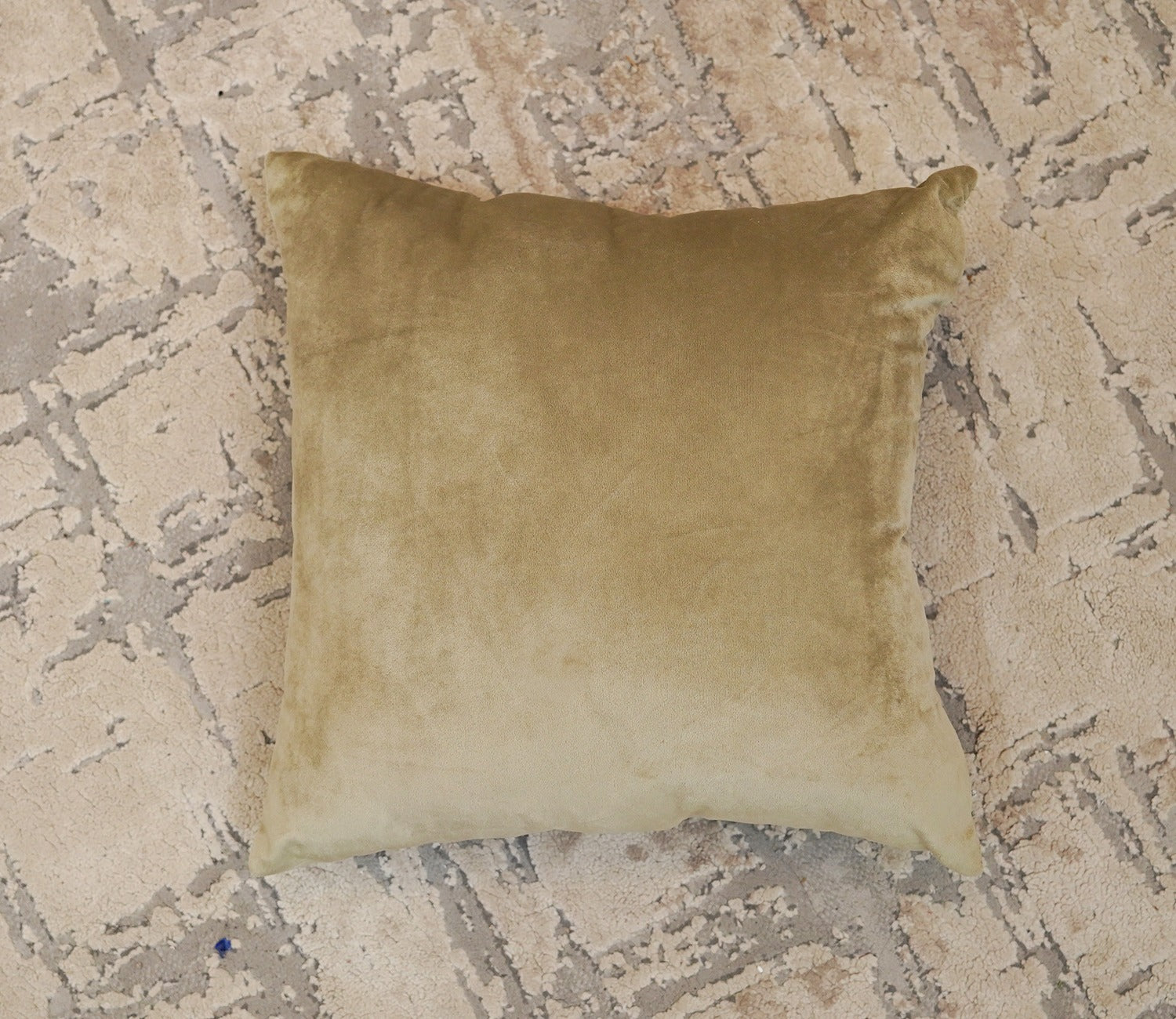 Cupid Velvet Cushion Cover - Pack of 1 (16 x 16 Inch, Pearl Beige)