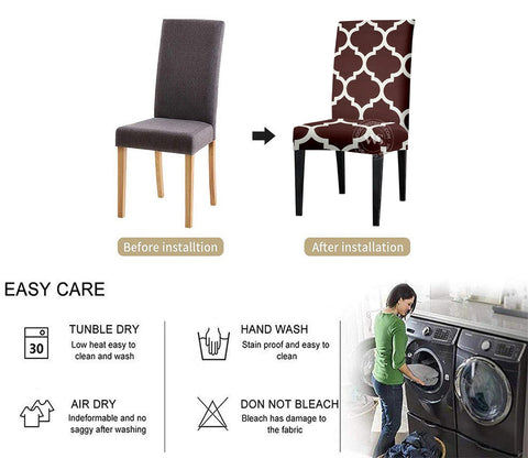 Terria Printed Polyester Spandex Chair Cover - Set of 4 (Brown)