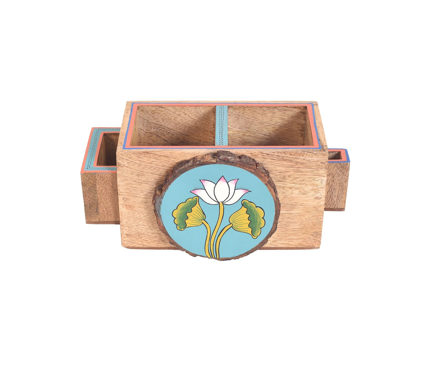 Pichhwai Iteeha Mango Wood Cutlery Holder Box