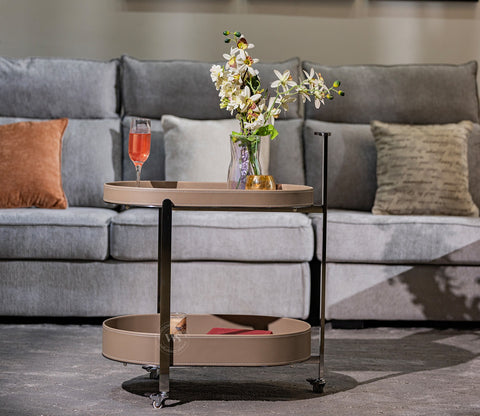 Harington Premium Leatherette 2-Tier Serving Trolley with Wheels
