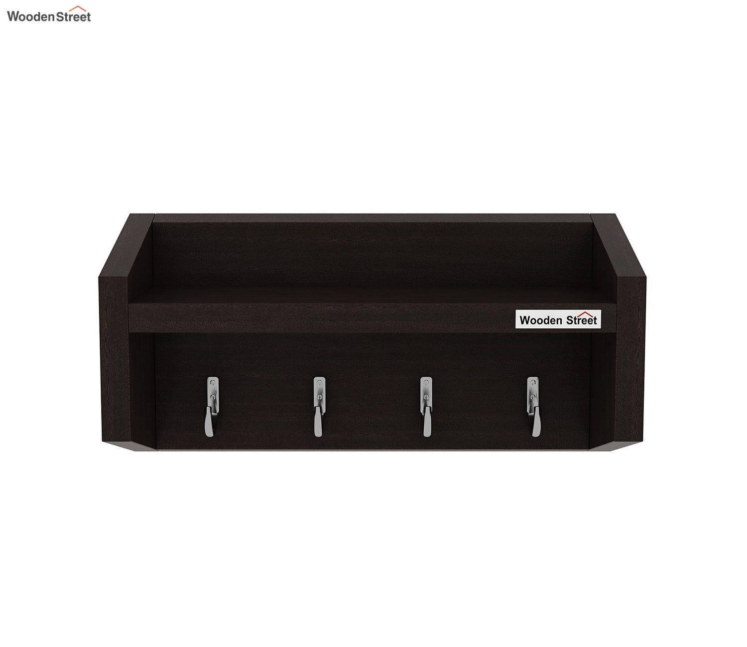 Alex Wall Shelf with Key Holders (Flowery Wenge Finish)