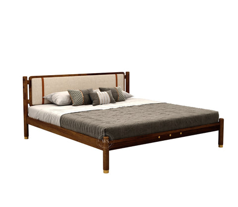 Sarthi Sheesham Wood Bed Without Storage (King Size, Teak Finish)
