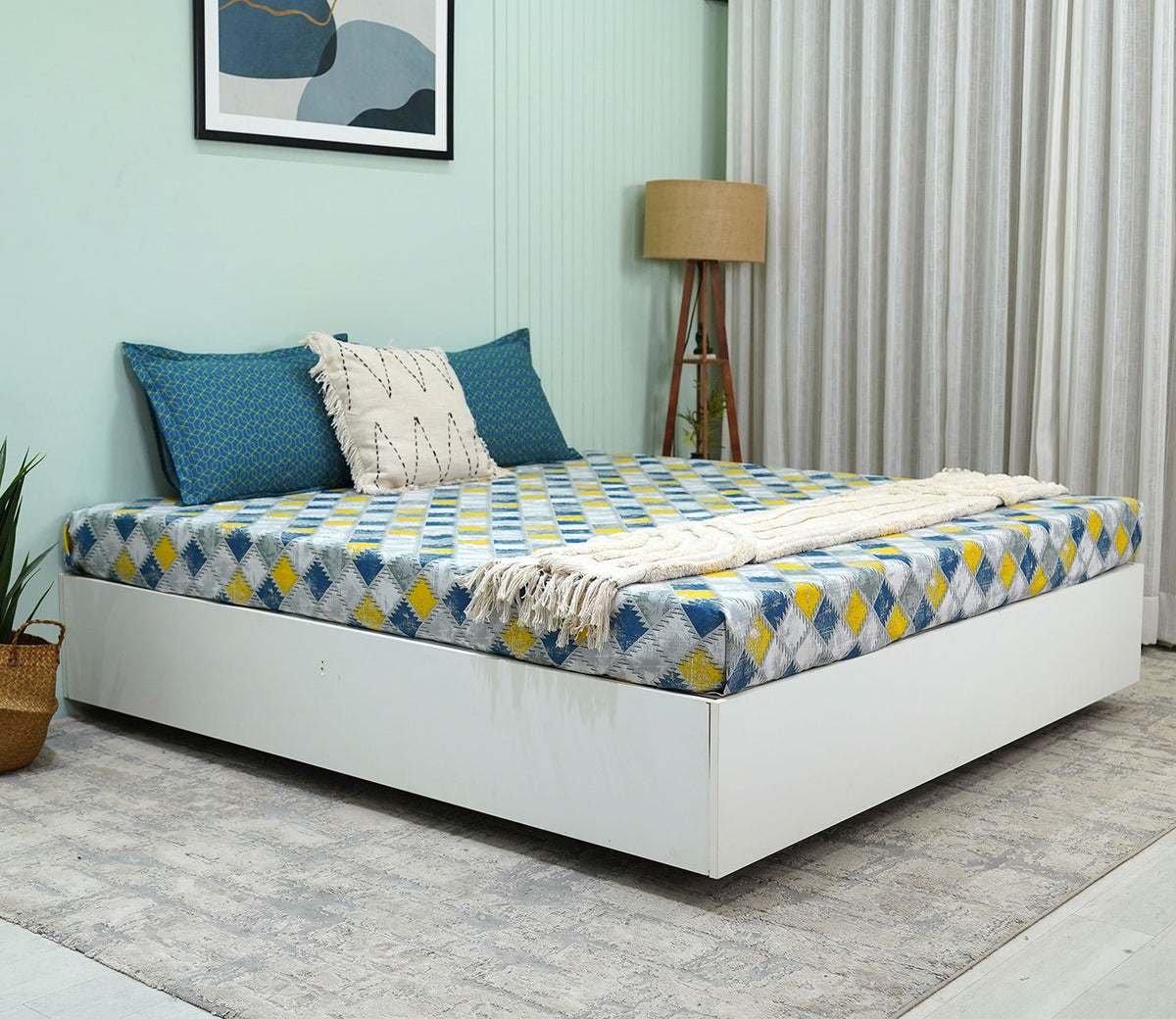 Jasper Celebration Queen Size Bedsheet (Blue)