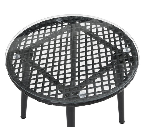 Black 2 Seater Chair With Table And Cream Cushions Balcony Set