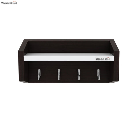 Alex Wall Shelf with Key Holders (Flowery Wenge Frosty White Finish)