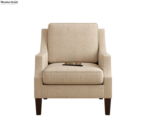 Minerva Premium Upholstered Lounge Chair With Cushioned Seat (Jade Ivory, Walnut Finish)