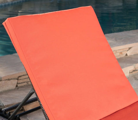 Dark Brown Adjustable Outdoor Lounger With Orange Cushions (Set Of 4)