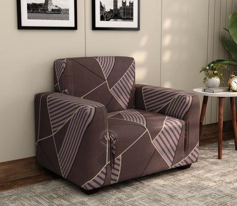 Cason Modern Abstract Printed Polyester Spandex 1 Seater Sofa Cover (Grey)