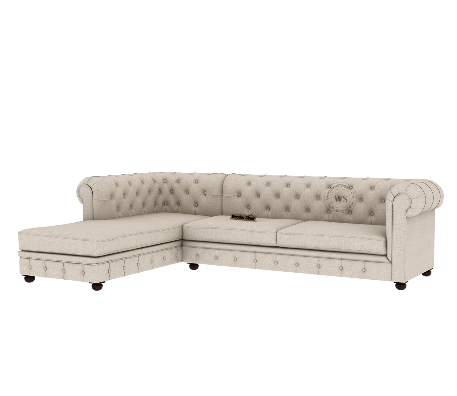 Henry L - Shaped Left Aligned Corner Sofa (Cotton, Jade Ivory)