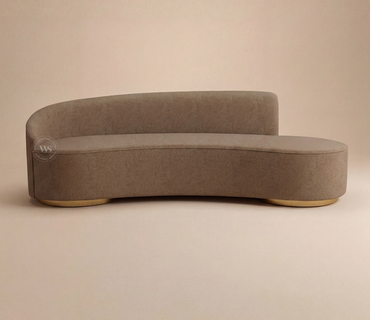 Osbert 3 Seater Curved Sofa (Cotton, Sand Brown)