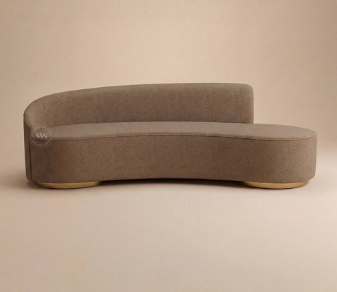 Osbert 3 Seater Curved Sofa (Cotton, Sand Brown)