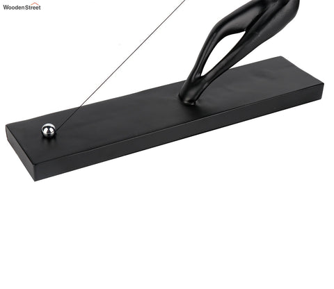 Black Cast Iron Pull Rope Figurine (S, Black)