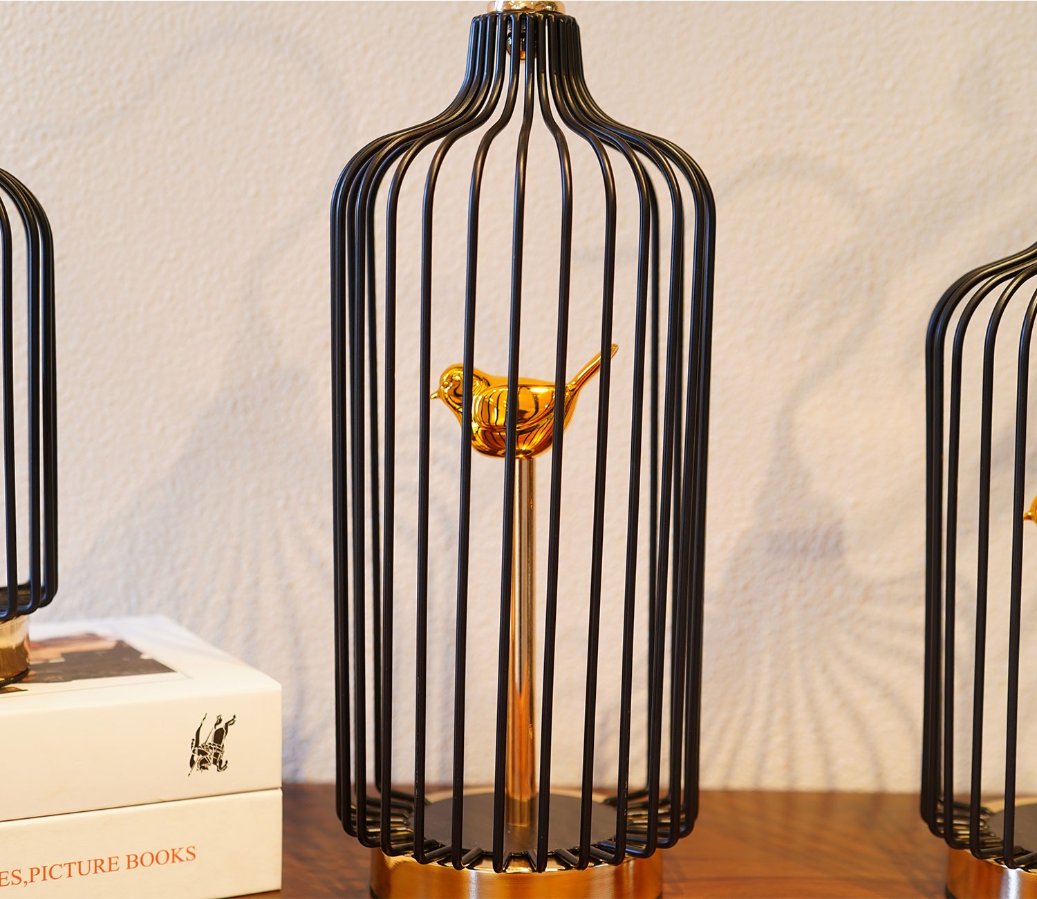 Sleek Cage Console Table Decor (L, Black)