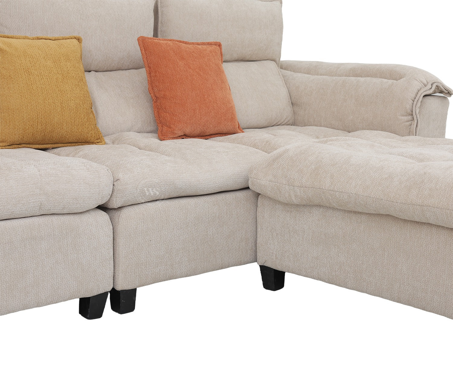 Maribelle Premium Upholstery L shape Fabric Sofa (Off White)