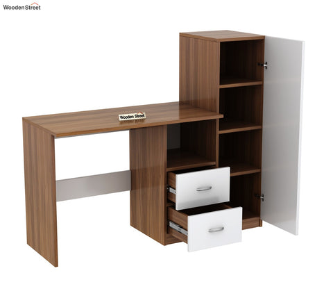 Alister Engineered Wood Study Table (Exotic Teak Frosty White)
