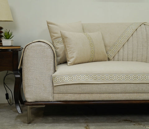 Cambridge 3 Seater Premium Sofa Cover - Set of 9 (Cashew White)