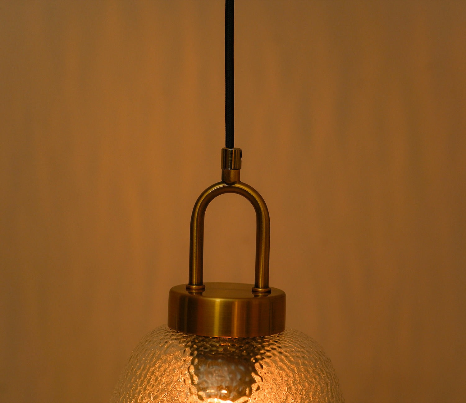 Elision Textured Glass and Metal Hanging Light (Gold, L)